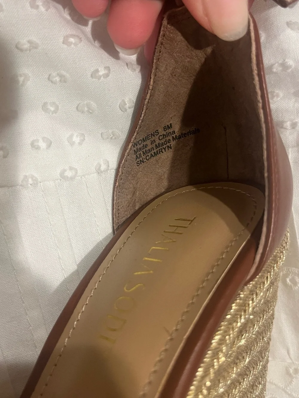 Thalia Sodi Brown Leather Espadrille Wedge Sandals